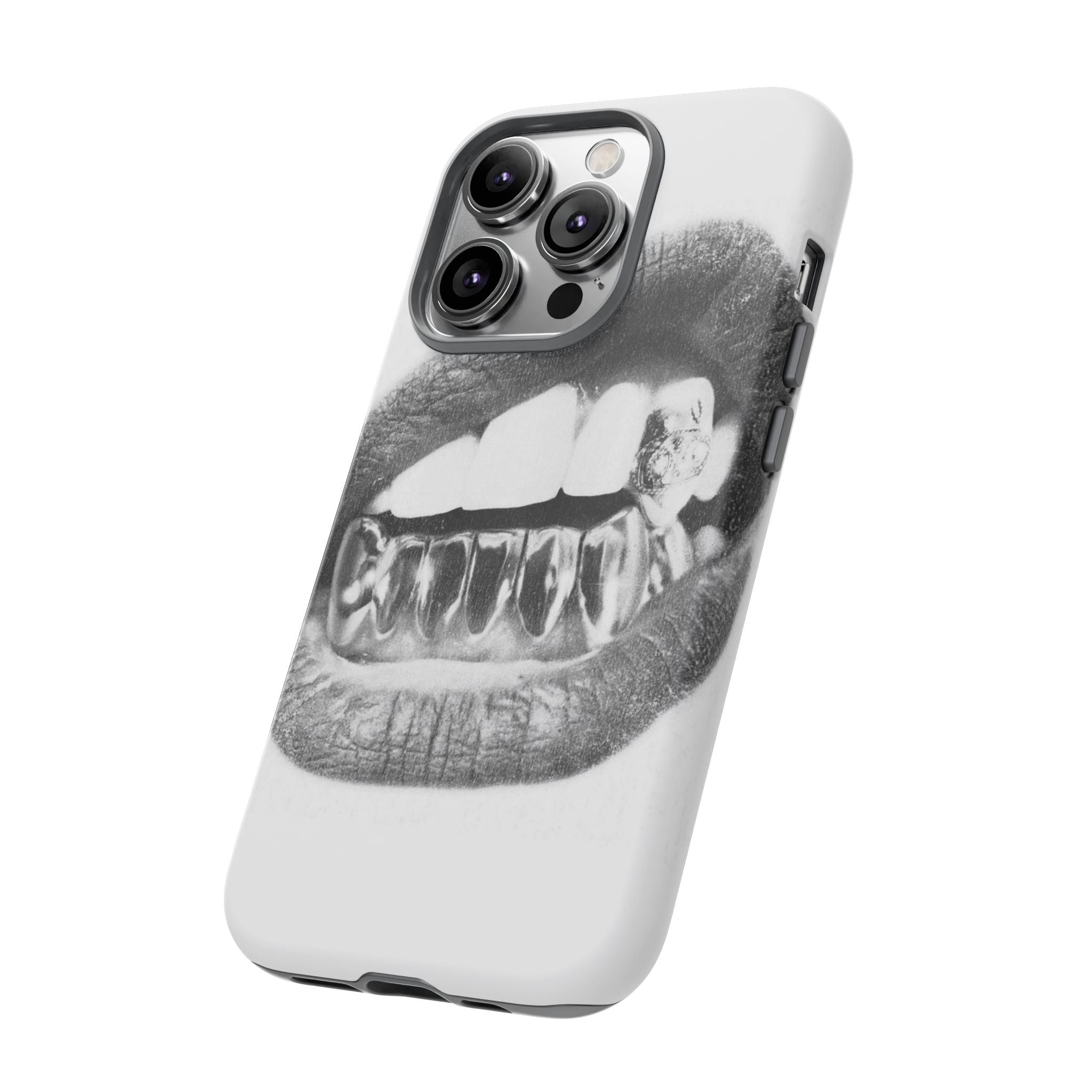 Phone Case — Black & White Grillz Lips Design