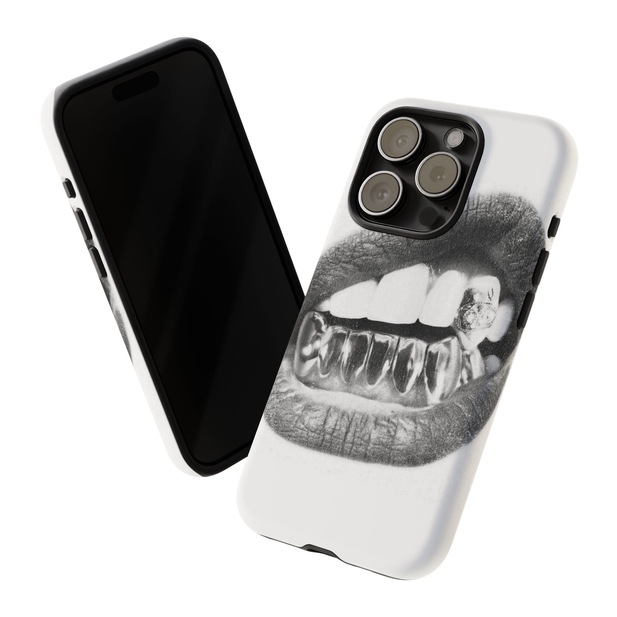 Phone Case — Black & White Grillz Lips Design
