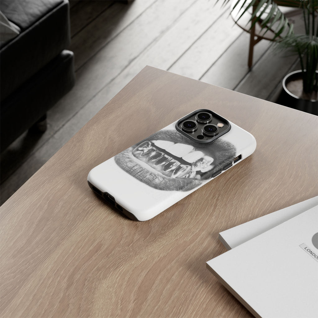 Phone Case — Black & White Grillz Lips Design