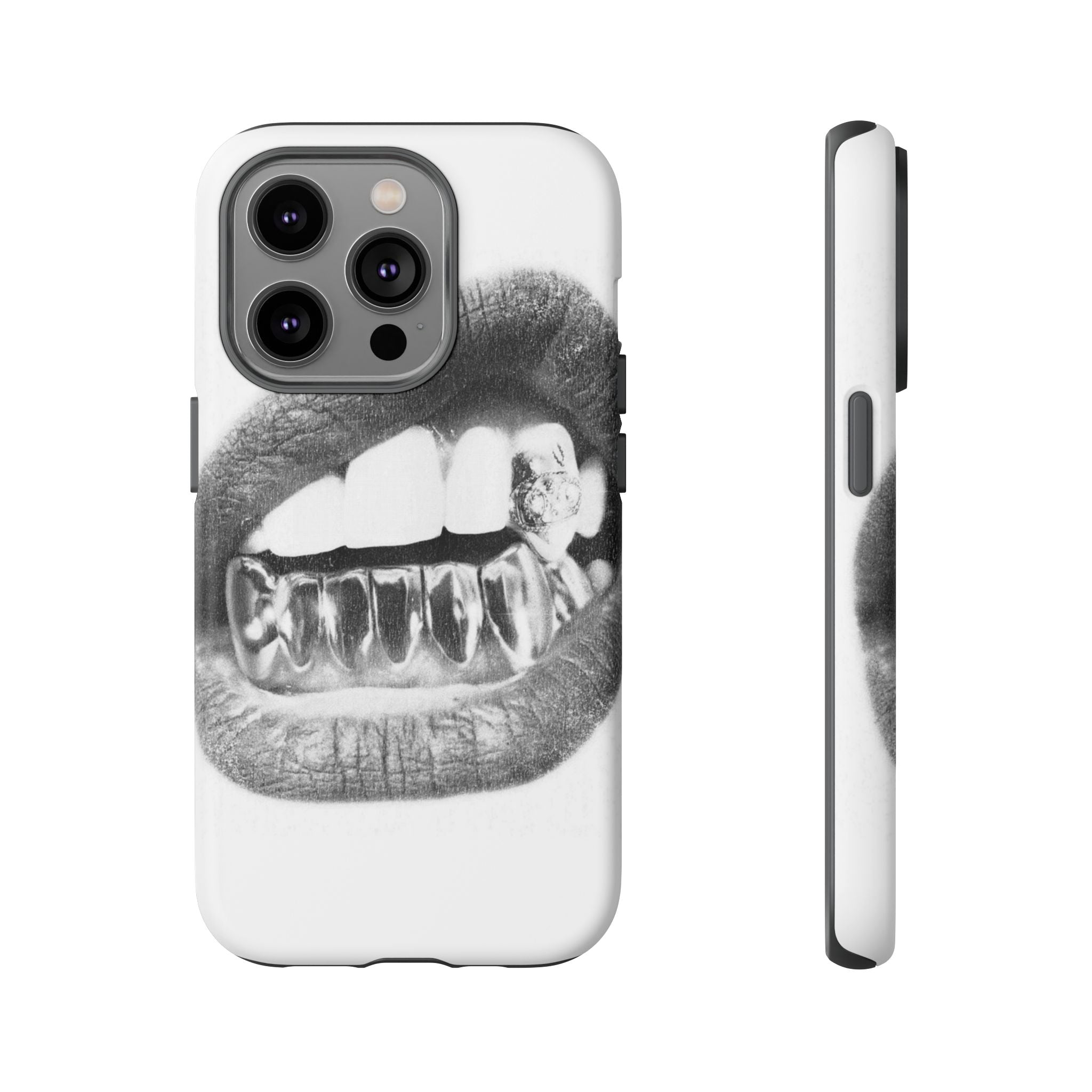 Phone Case — Black & White Grillz Lips Design