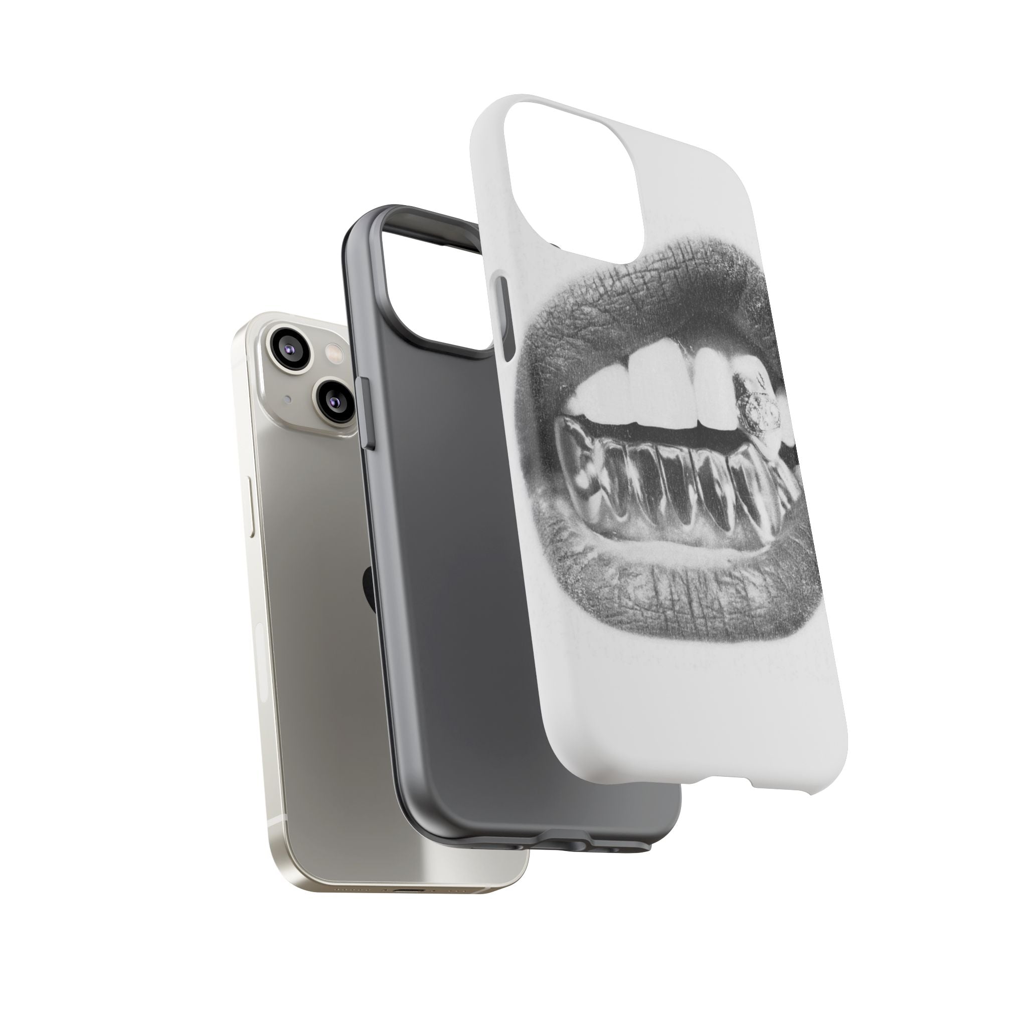Phone Case — Black & White Grillz Lips Design