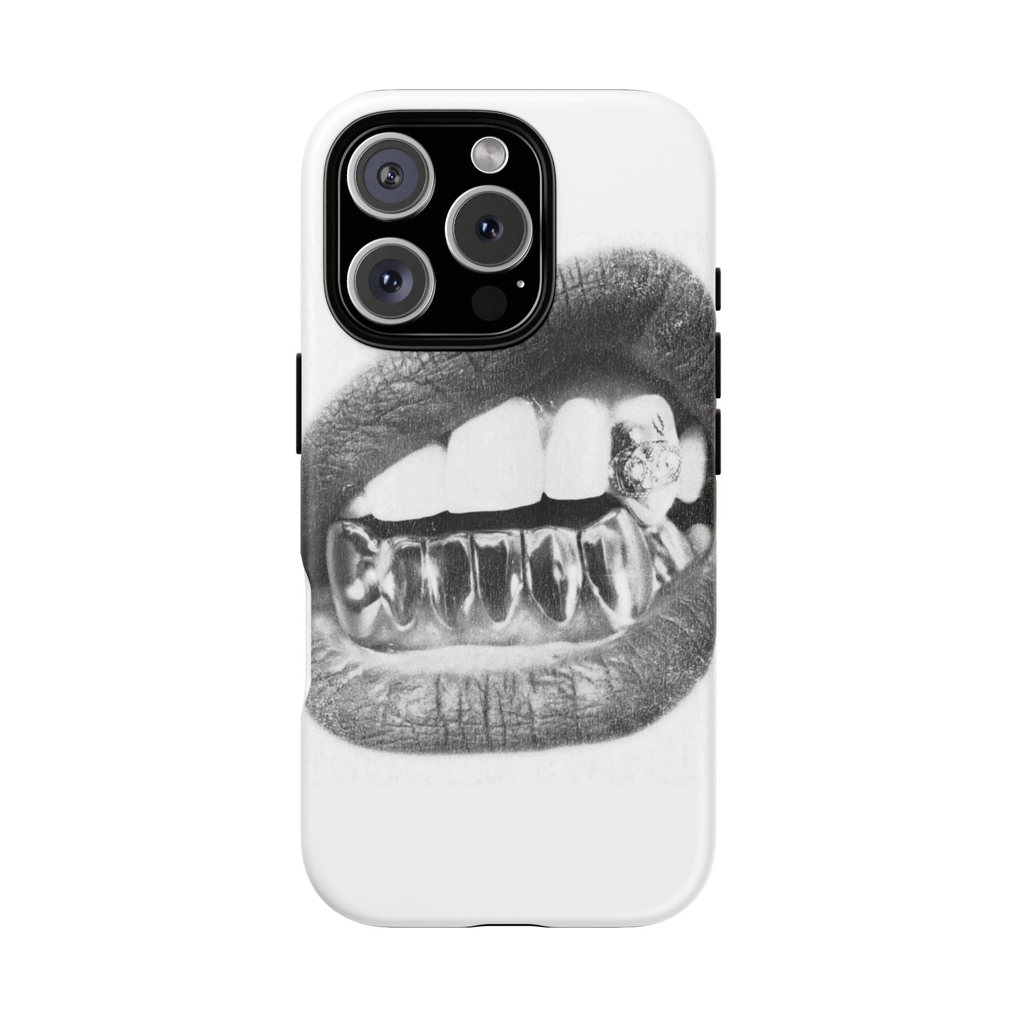 Phone Case — Black & White Grillz Lips Design