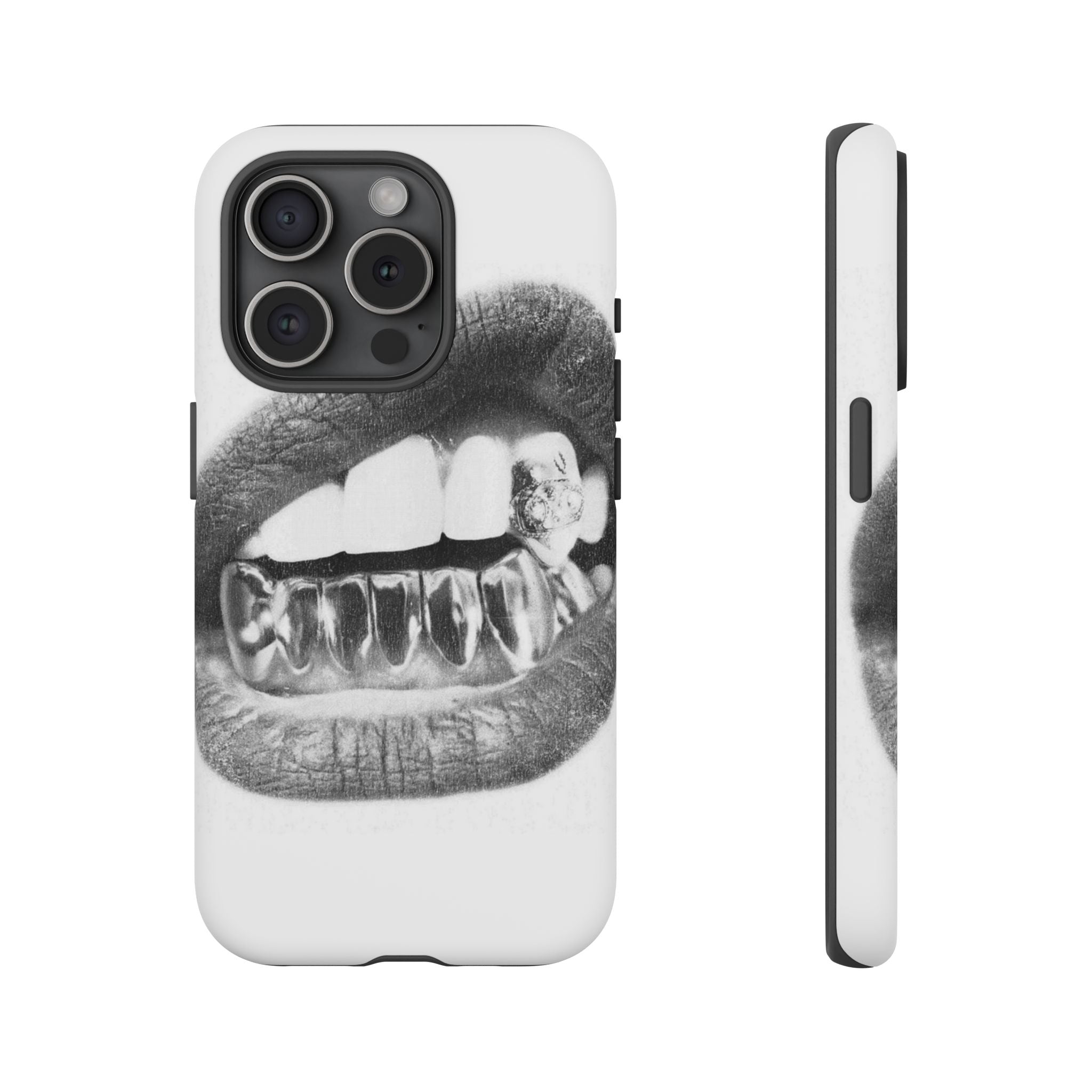 Phone Case — Black & White Grillz Lips Design
