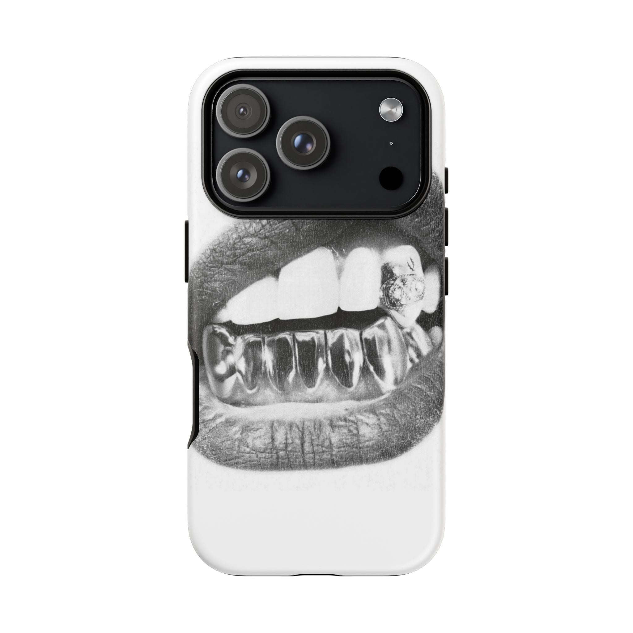 Phone Case — Black & White Grillz Lips Design