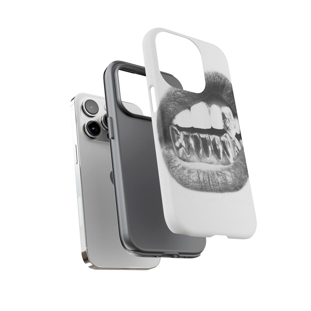 Phone Case — Black & White Grillz Lips Design