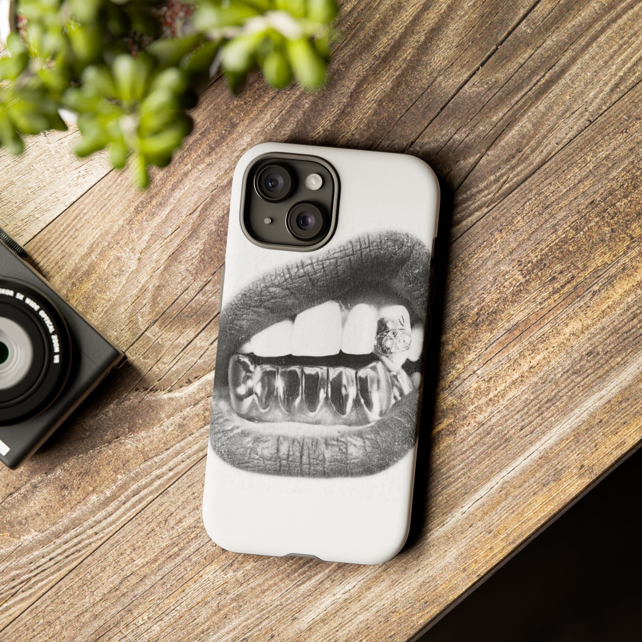 Phone Case — Black & White Grillz Lips Design