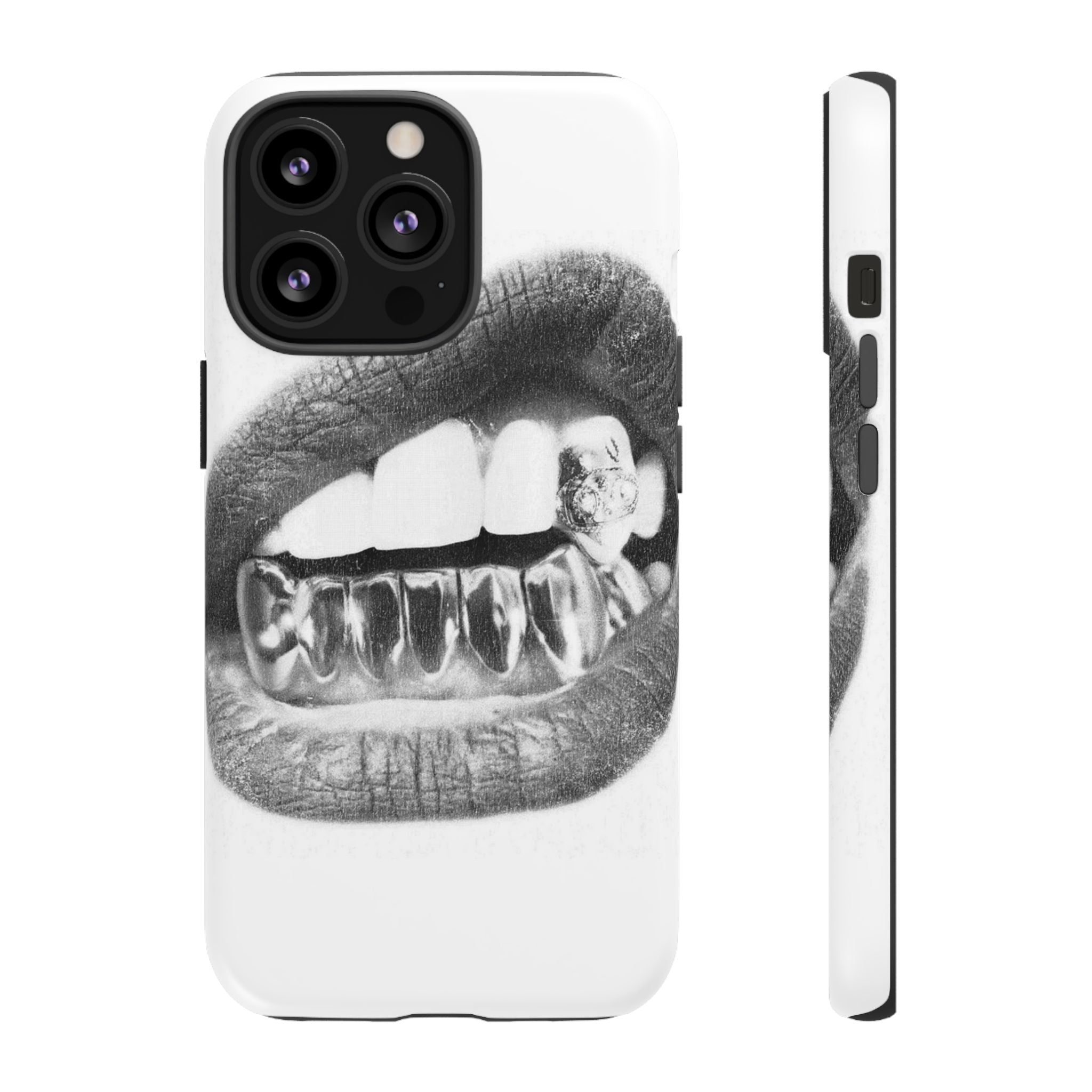 Phone Case — Black & White Grillz Lips Design