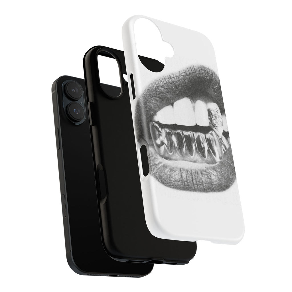 Phone Case — Black & White Grillz Lips Design