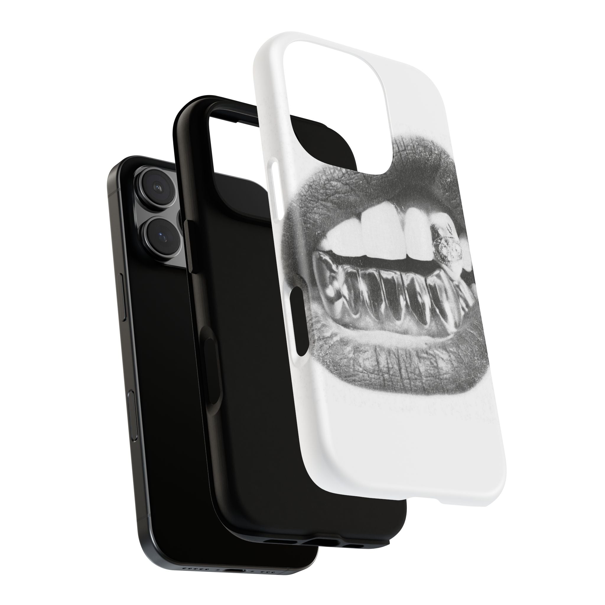 Phone Case — Black & White Grillz Lips Design