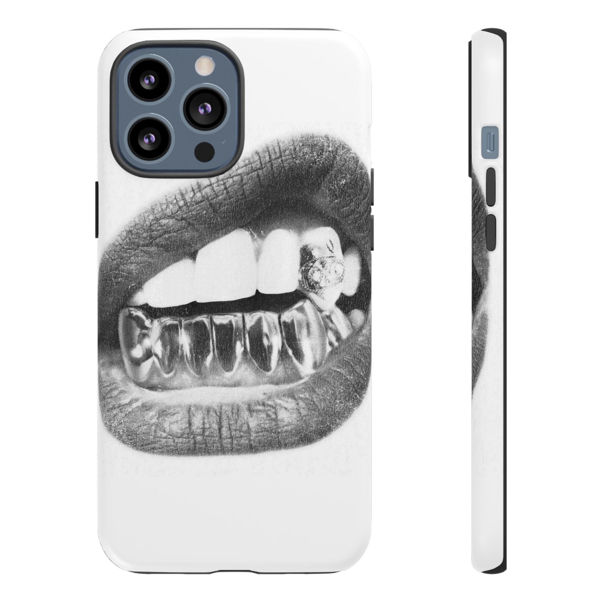 Phone Case — Black & White Grillz Lips Design