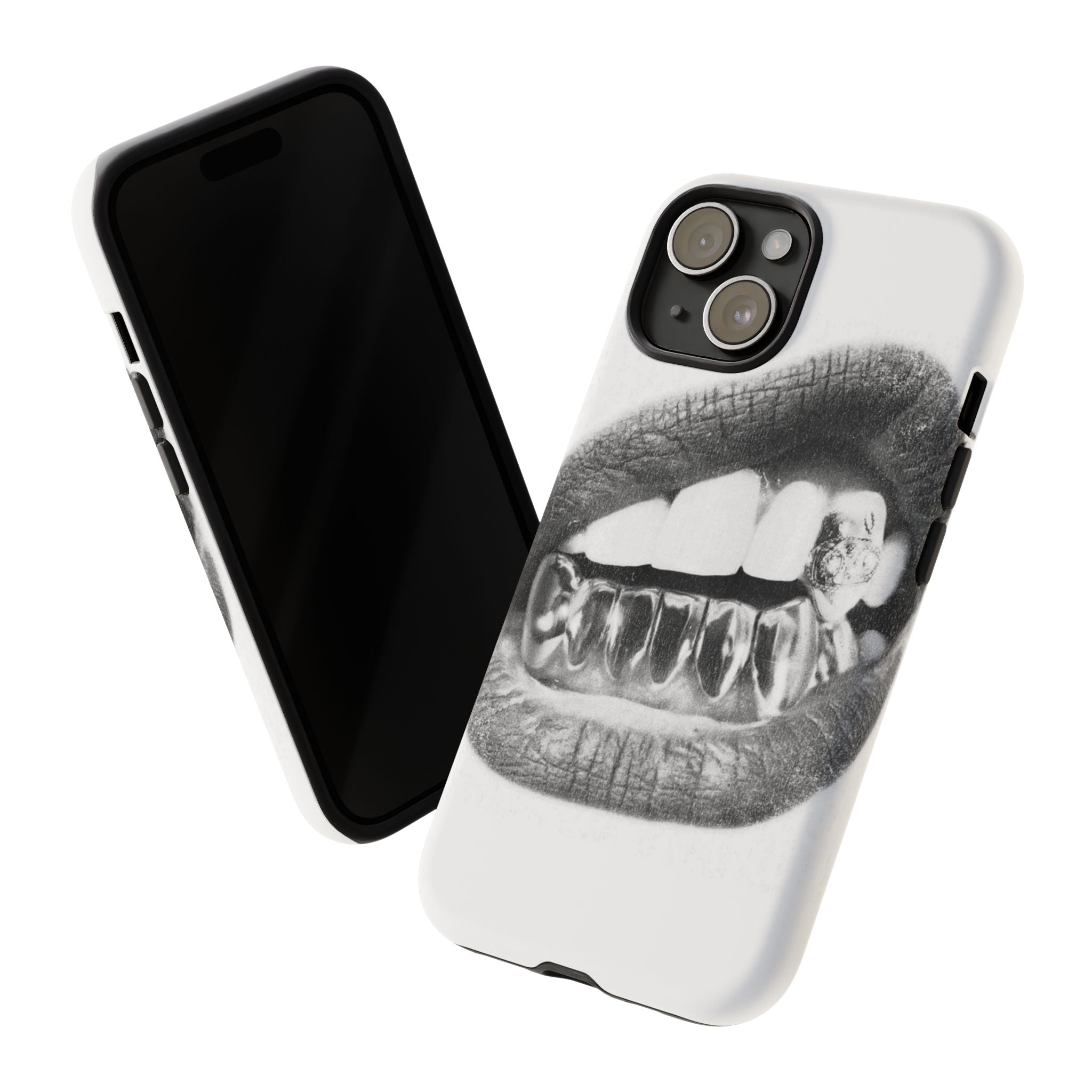 Phone Case — Black & White Grillz Lips Design