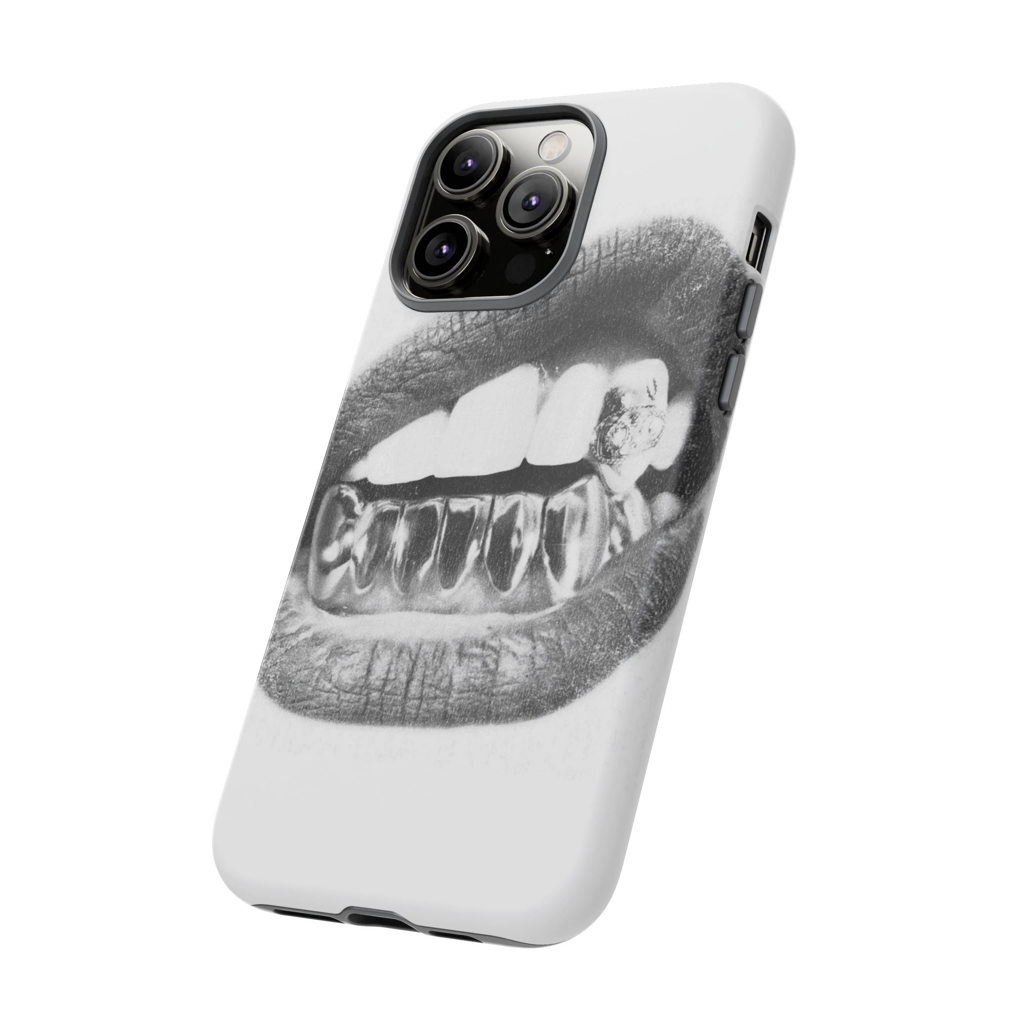 Phone Case — Black & White Grillz Lips Design