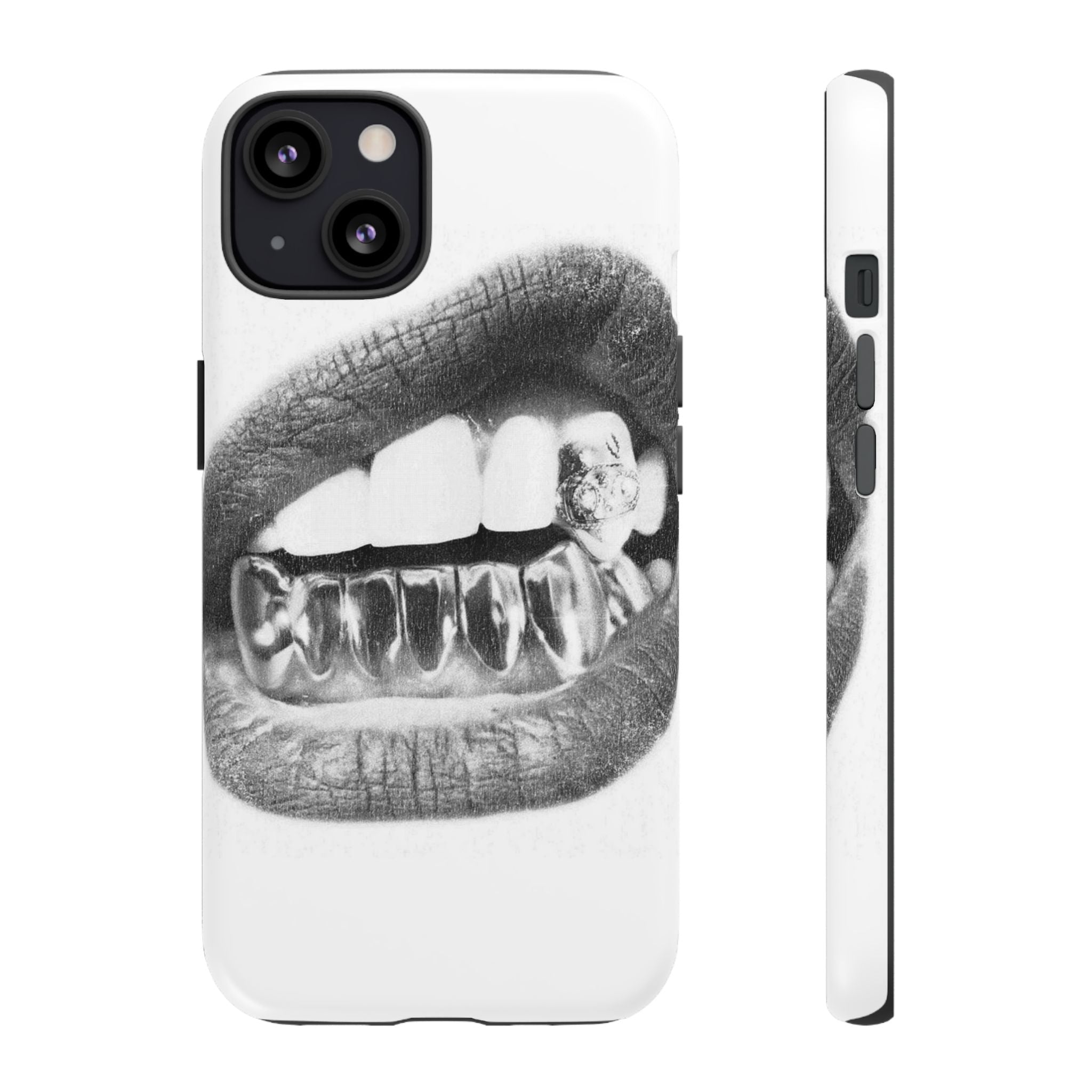 Phone Case — Black & White Grillz Lips Design