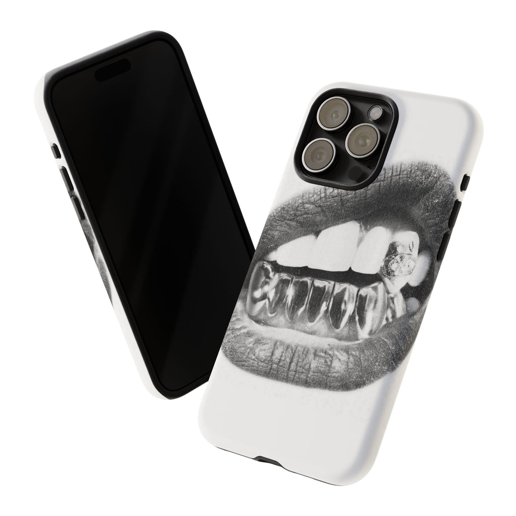 Phone Case — Black & White Grillz Lips Design