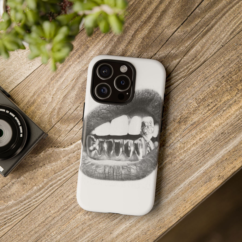 Phone Case — Black & White Grillz Lips Design