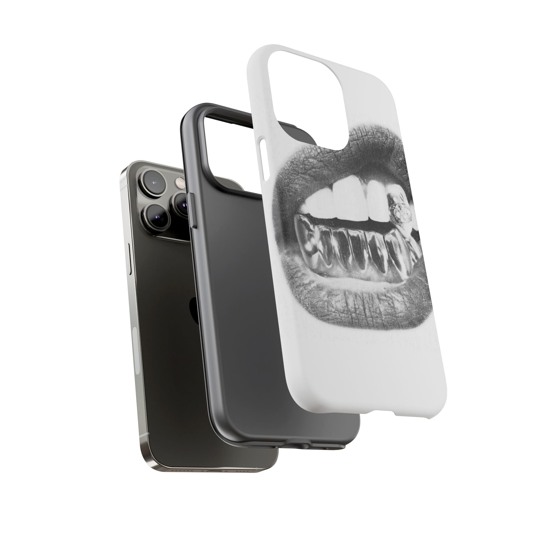 Phone Case — Black & White Grillz Lips Design