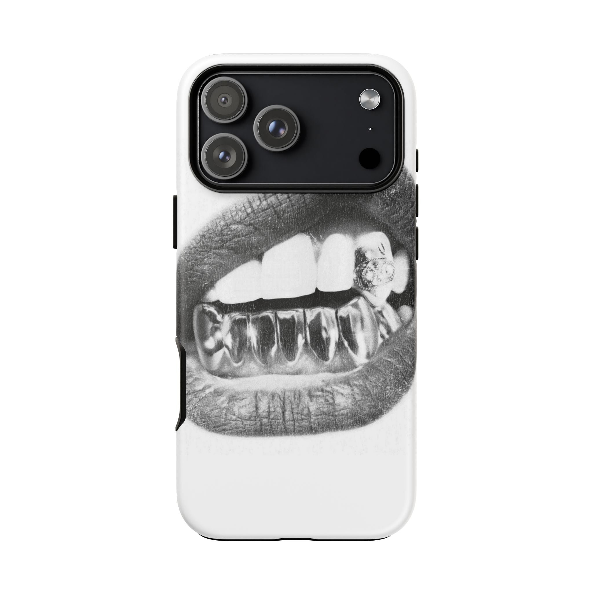 Phone Case — Black & White Grillz Lips Design