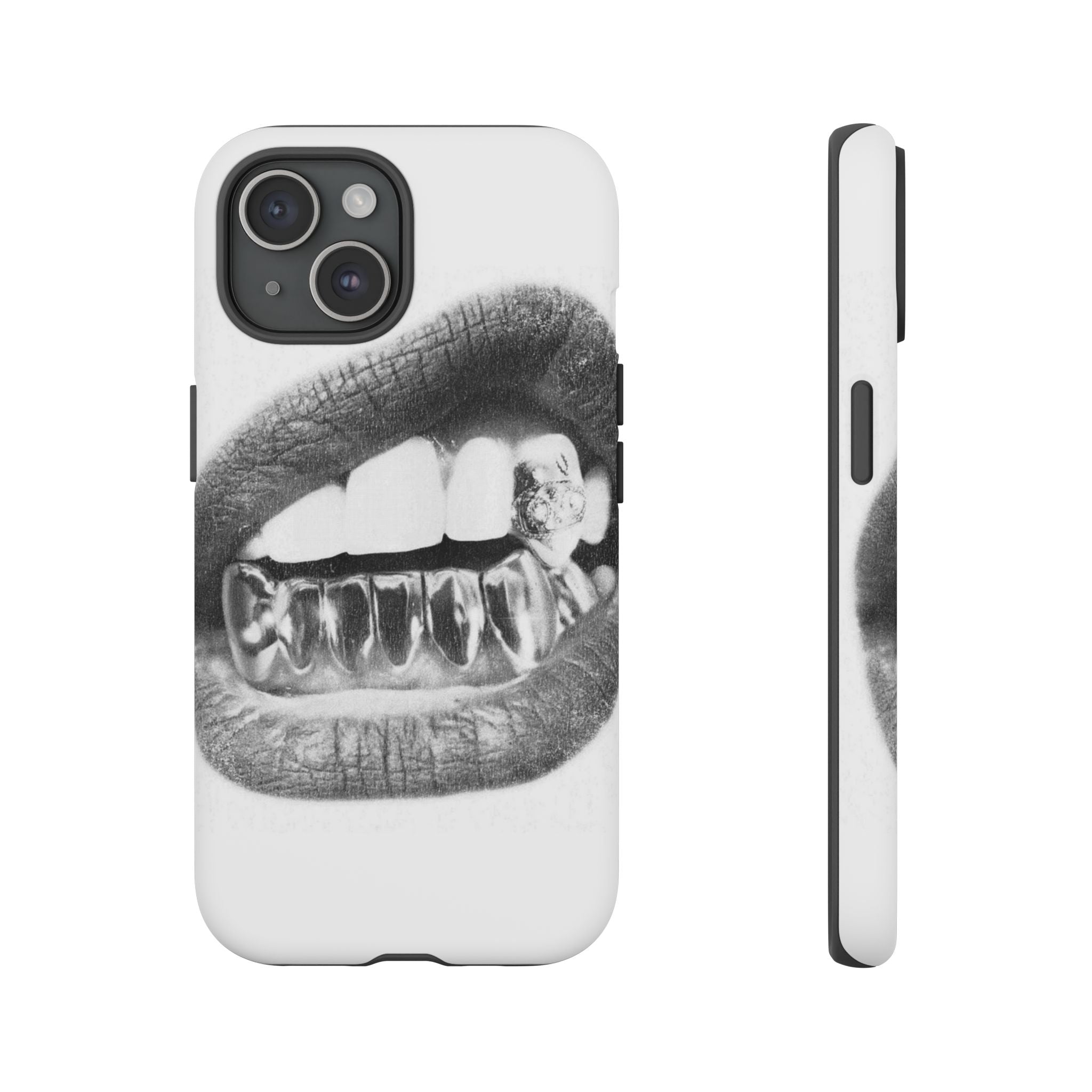 Phone Case — Black & White Grillz Lips Design