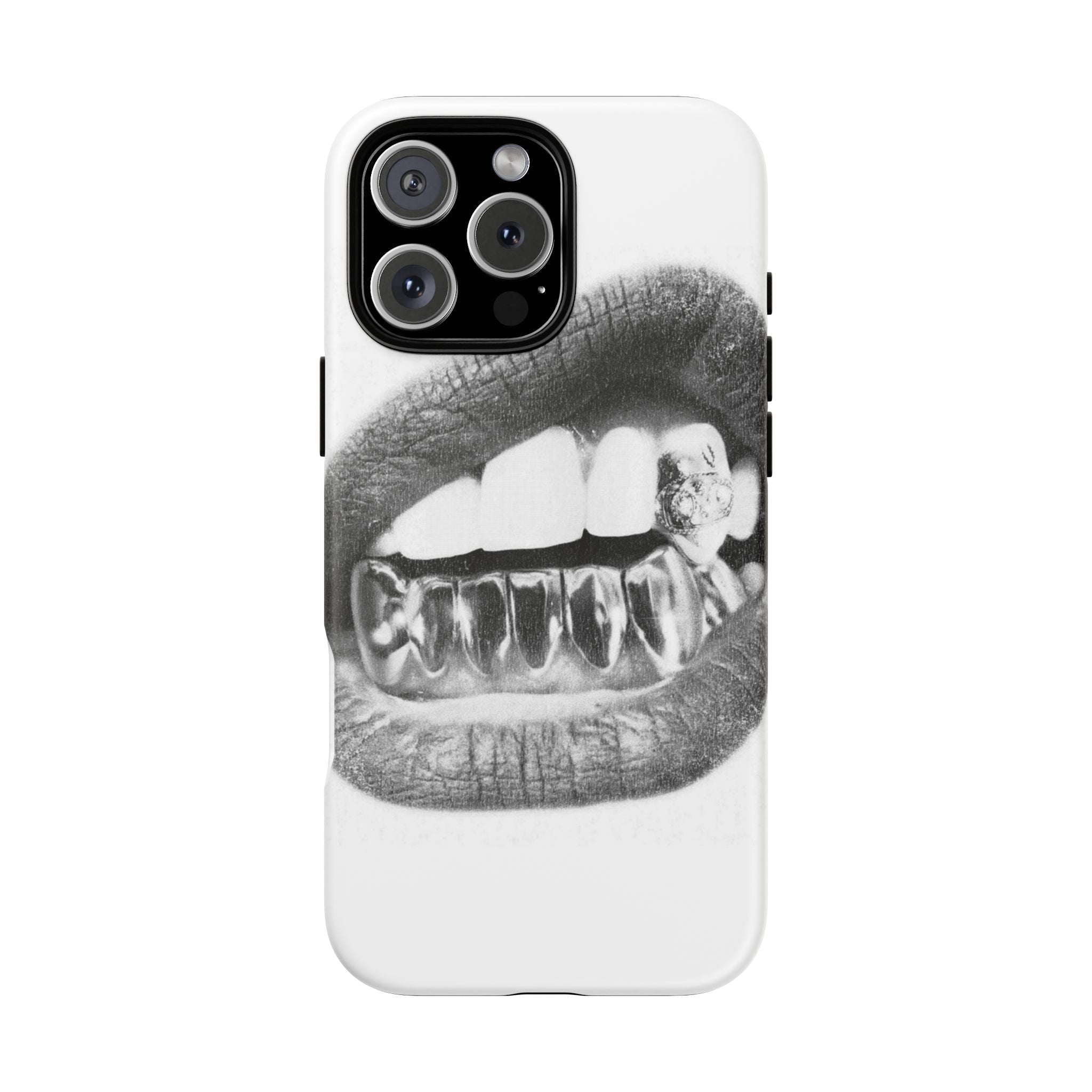 Phone Case — Black & White Grillz Lips Design