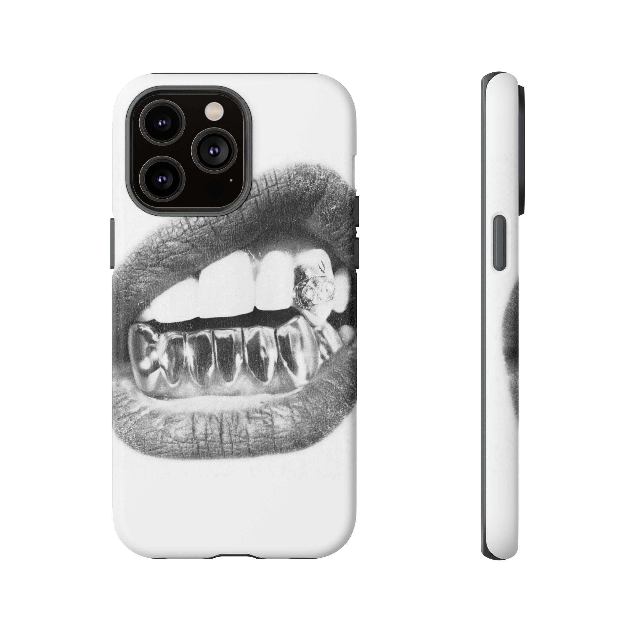 Phone Case — Black & White Grillz Lips Design