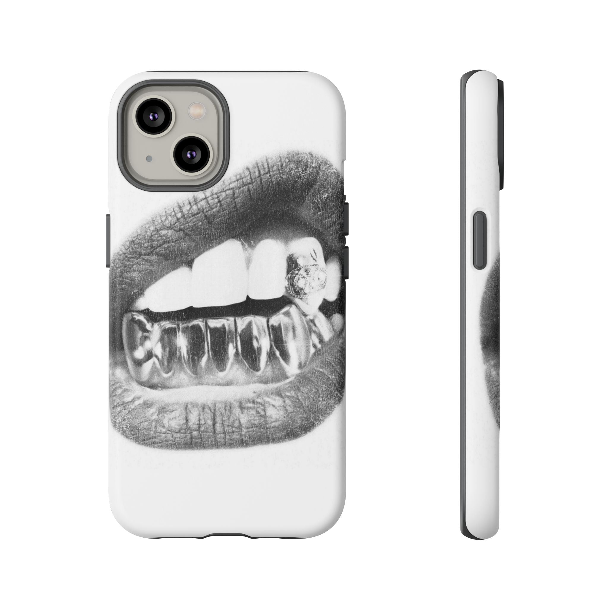 Phone Case — Black & White Grillz Lips Design