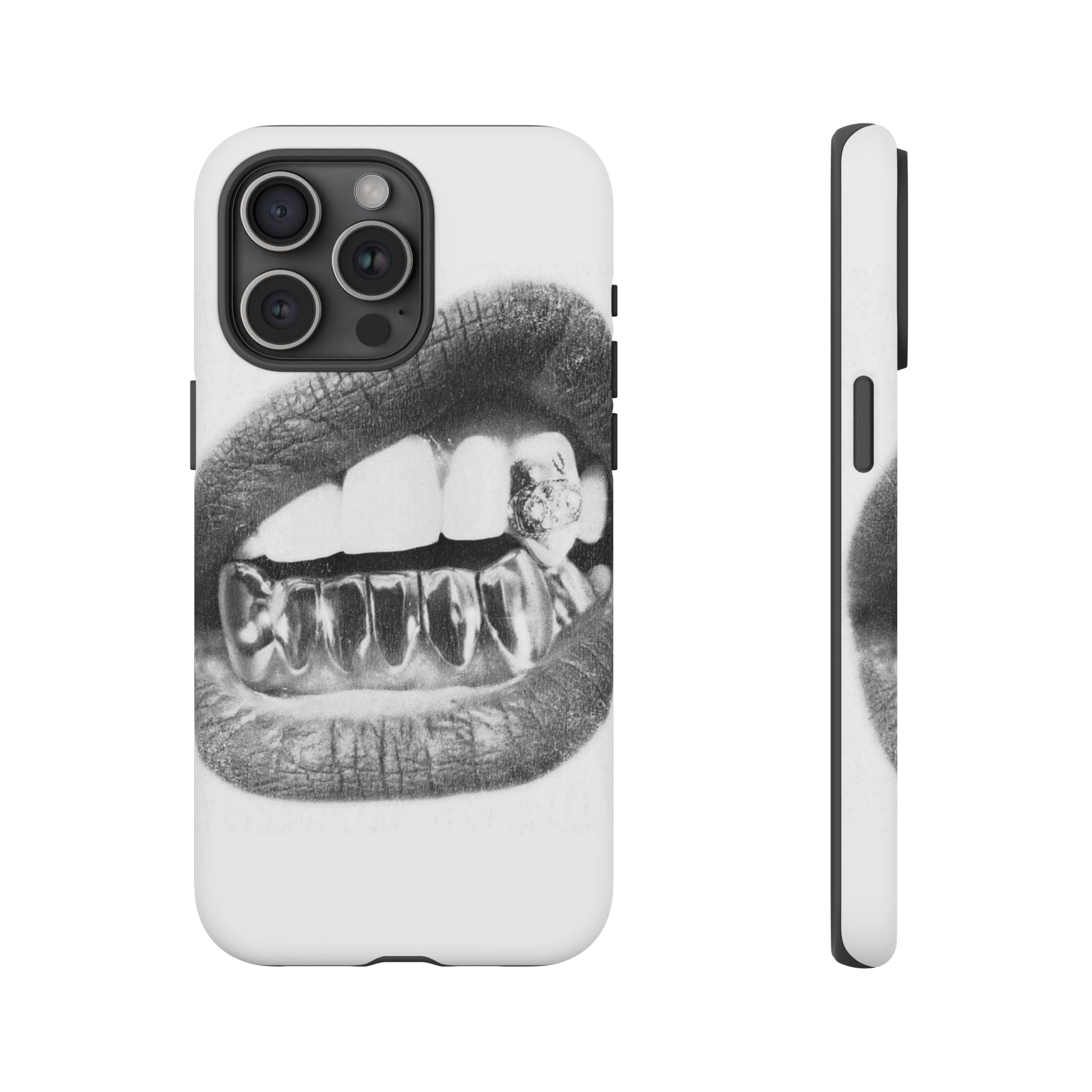 Phone Case — Black & White Grillz Lips Design