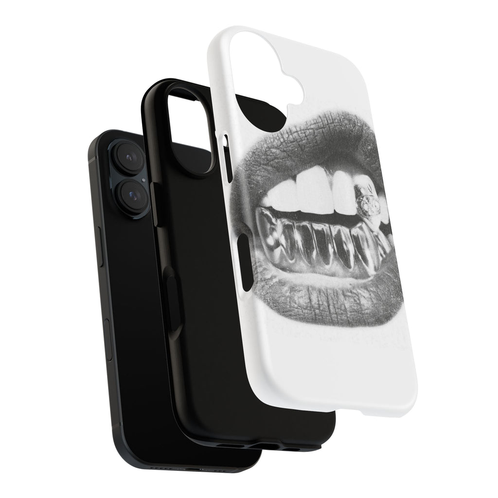 Phone Case — Black & White Grillz Lips Design