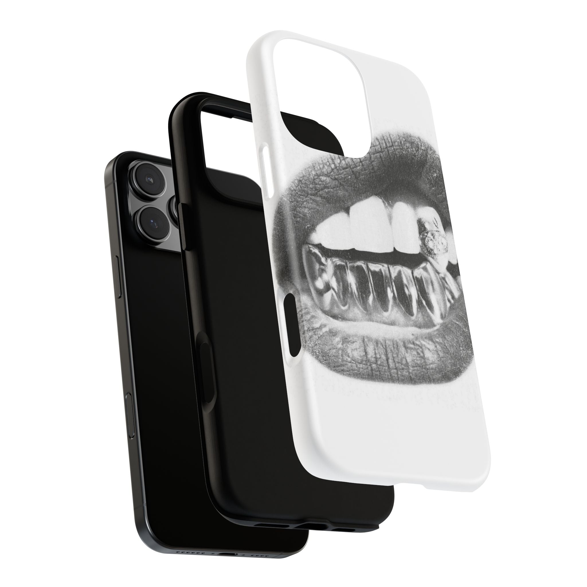 Phone Case — Black & White Grillz Lips Design