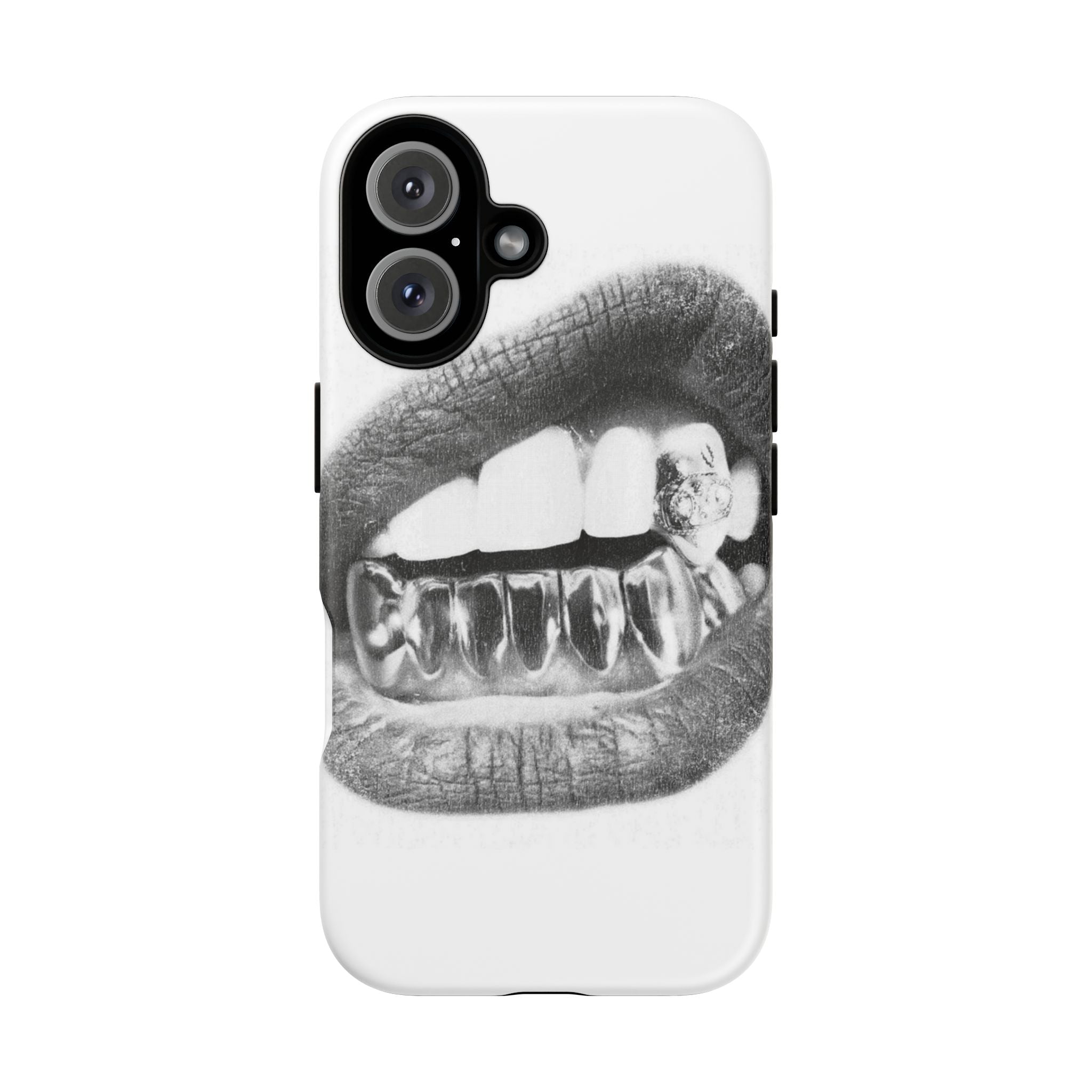 Phone Case — Black & White Grillz Lips Design