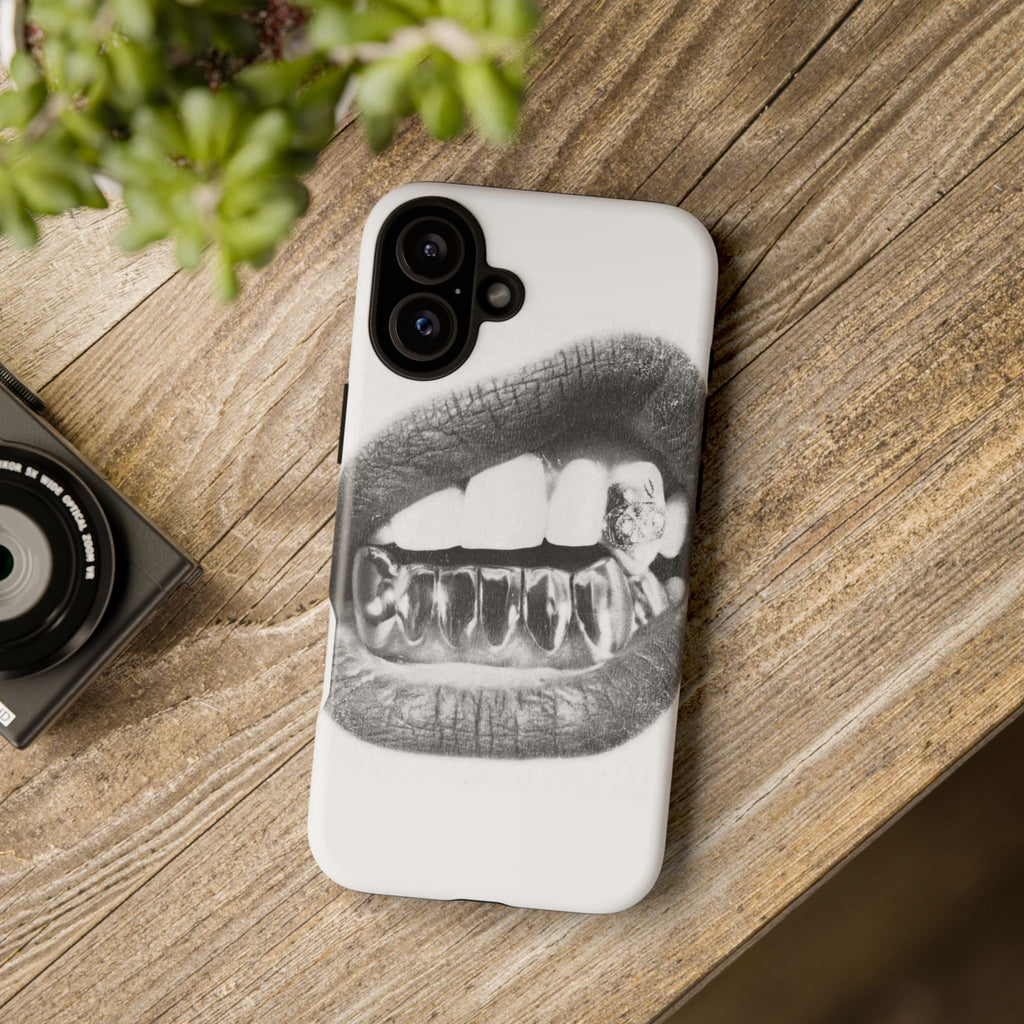 Phone Case — Black & White Grillz Lips Design